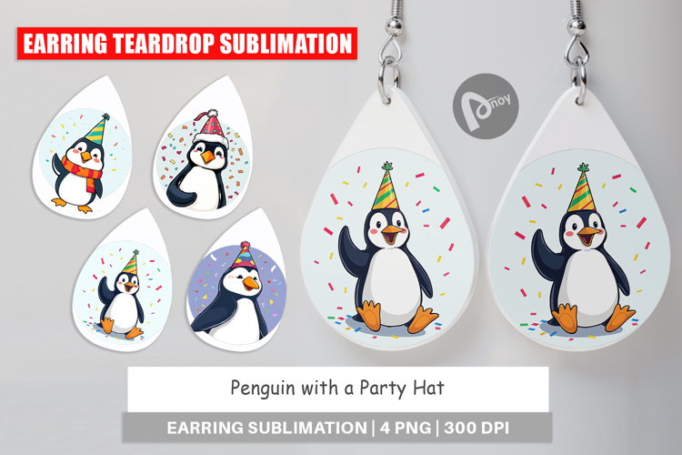Earring Penguin with a Party Hat