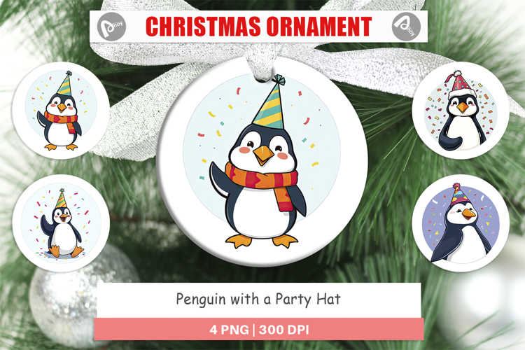 Ornament Penguin with a Party Hat