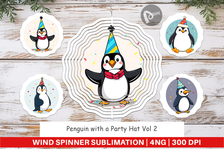 Wind Spinner Penguin with a Party Hat