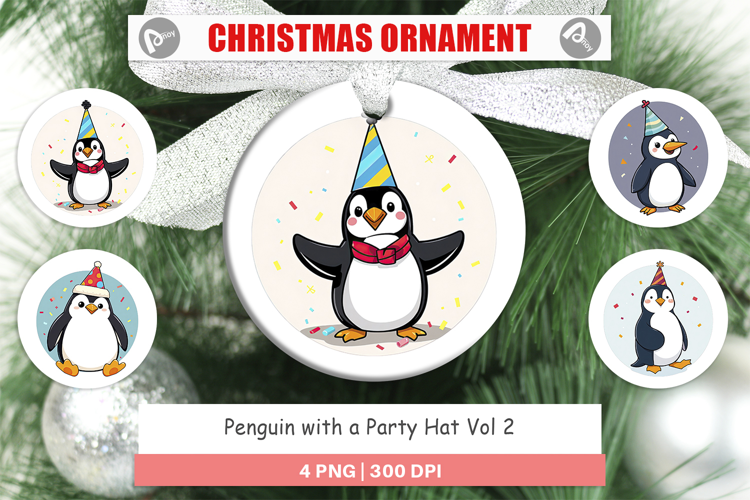 Ornament Penguin with a Party Hat