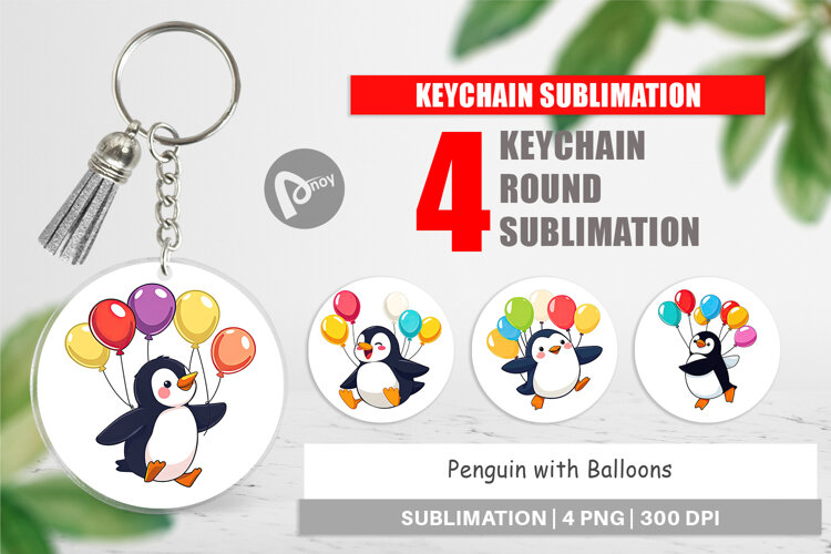 Keychain Penguin with Balloons example image 1