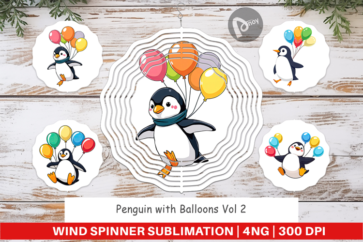 Wind Spinner Penguin with Balloons