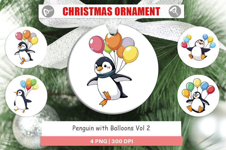 Ornament Penguin with Balloons example image 1