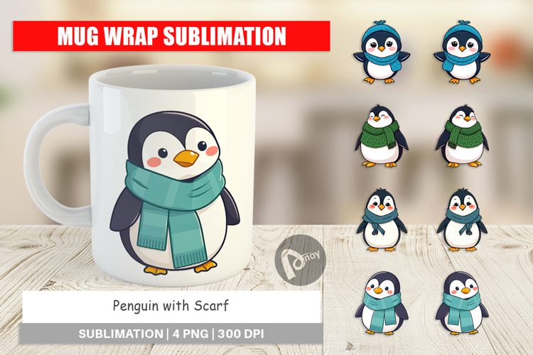 Mug Wrap Penguin with Scarf