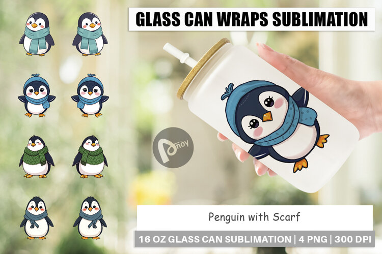 Glass Can Penguin with Scarf example image 1