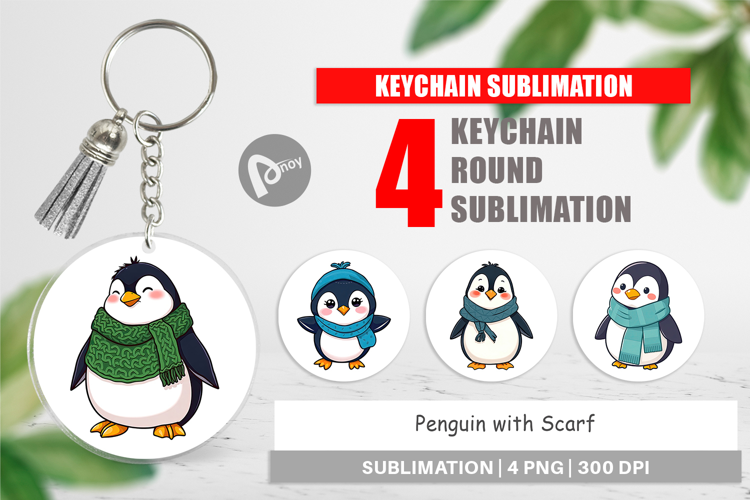 Keychain Penguin with Scarf