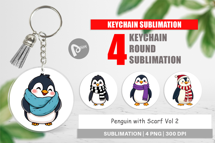 Keychain Penguin with Scarf