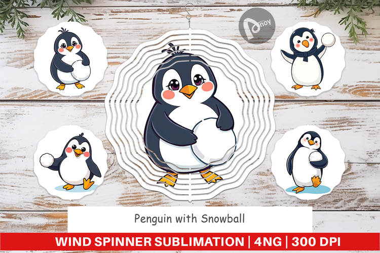 Wind Spinner Penguin with Snowball