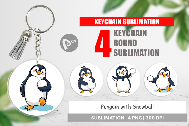 Keychain Penguin with Snowball