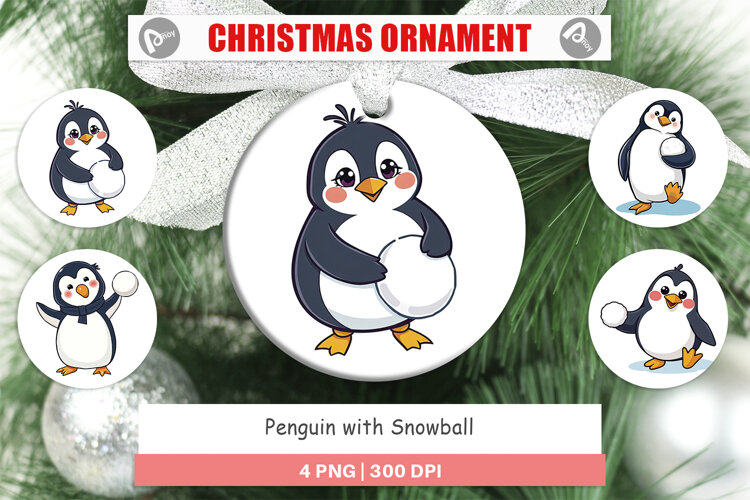 Ornament Penguin with Snowball example image 1