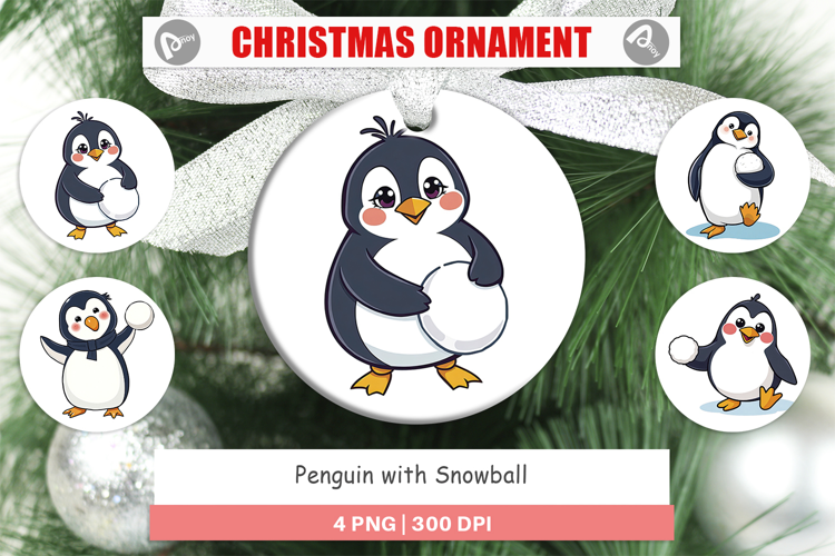Ornament Penguin with Snowball