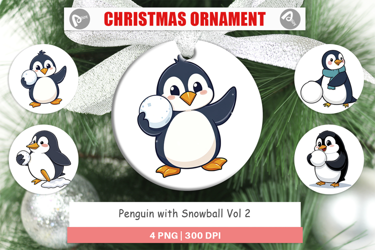 Ornament Penguin with Snowball
