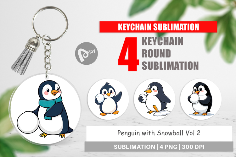 Keychain Penguin with Snowball