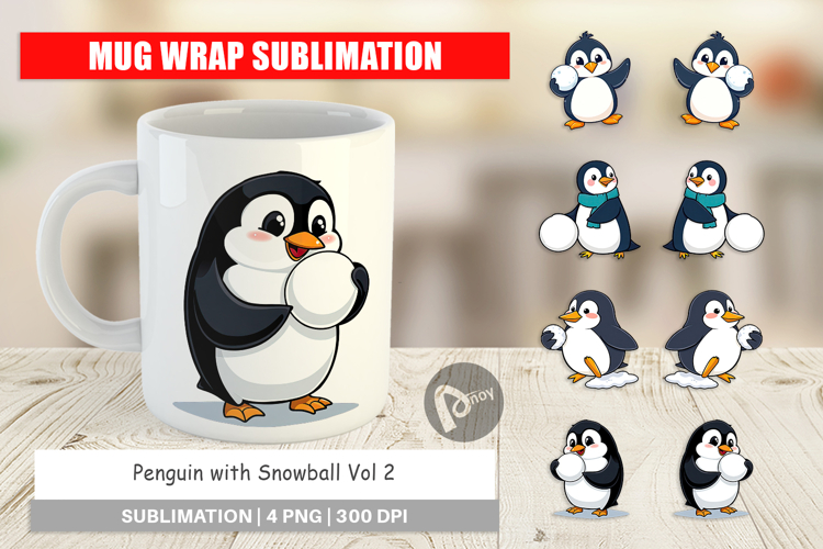 Mug Wrap Penguin with Snowball