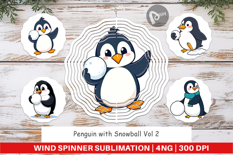 Wind Spinner Penguin with Snowball