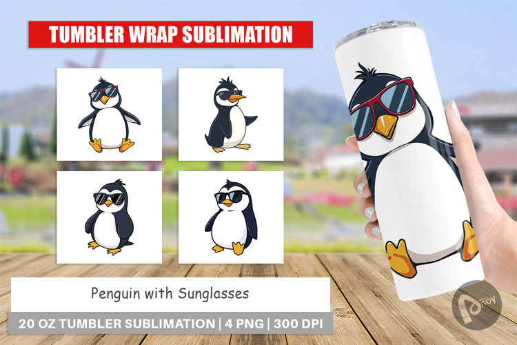 Tumbler Penguin with Sunglasses