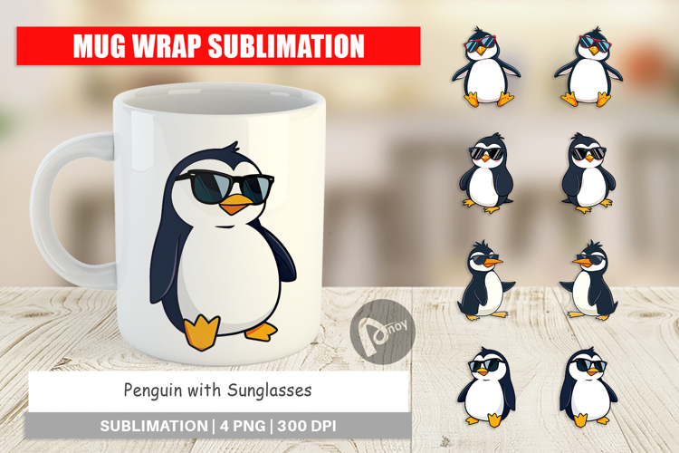 Mug Wrap Penguin with Sunglasses