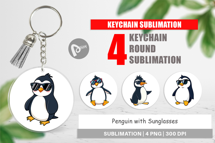 Keychain Penguin with Sunglasses