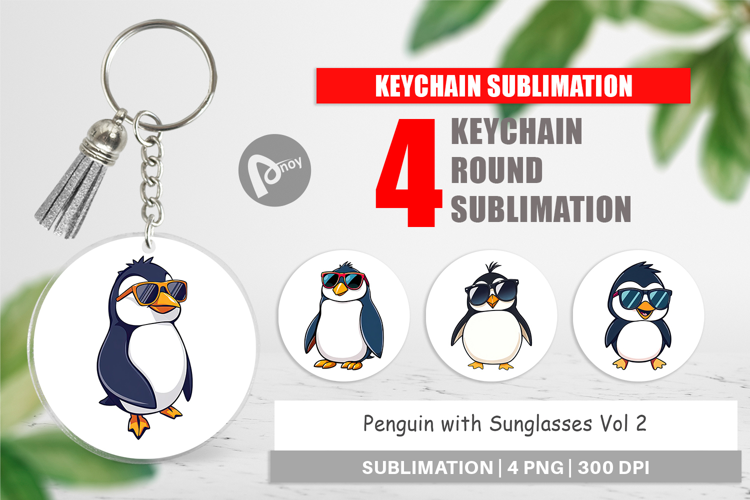Keychain Penguin with Sunglasses