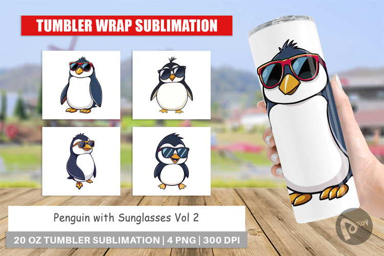 Tumbler Penguin with Sunglasses