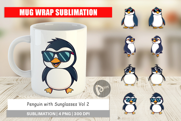 Mug Wrap Penguin with Sunglasses