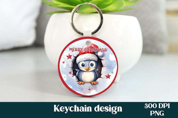 Christmas round keychain PNG | Christmas keyring PNG design