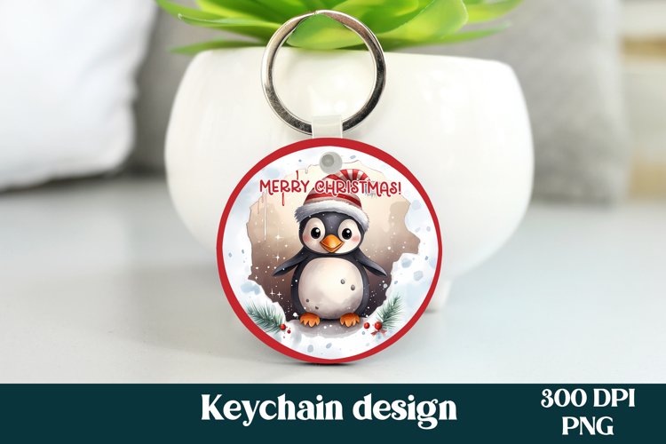 Christmas round keychain PNG design | Christmas keyring PNG