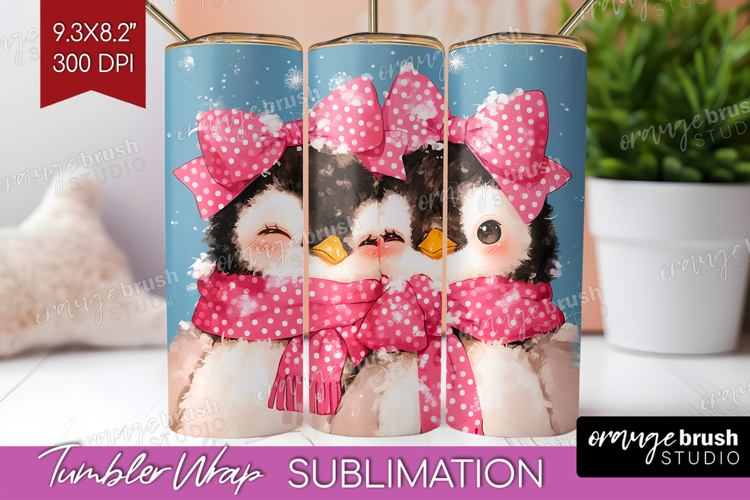 Penguins Valentine Tumbler Wrap Cute Valentines Day Tumbler