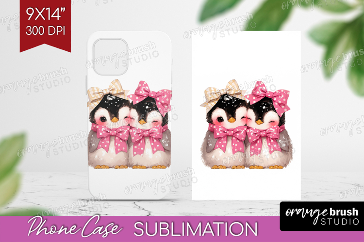 Penguins Valentine Phone Case PNG Cute Valentines Day Case