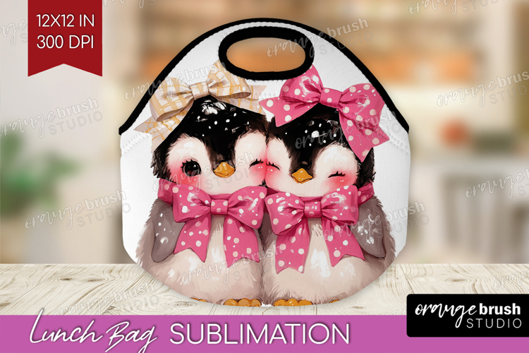 Penguins Valentine Lunch Bag Cute Valentines Day Lunch Bug