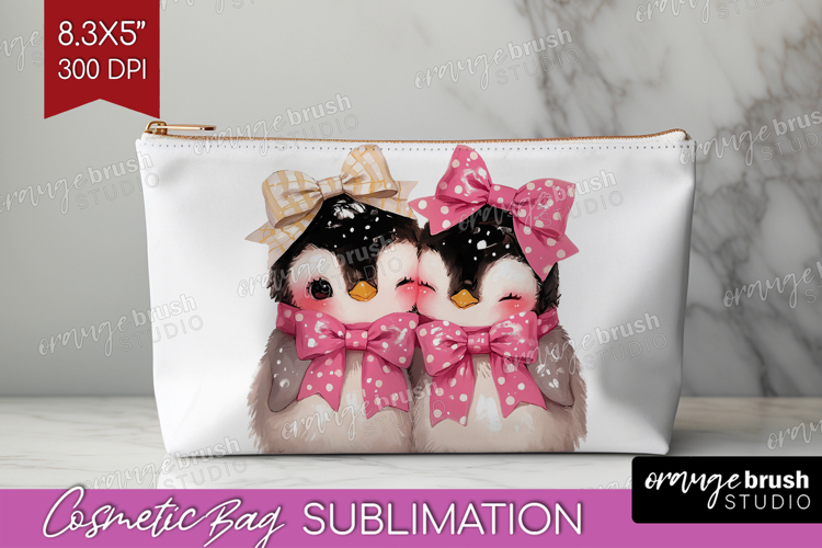 Penguins Valentine Cosmetic Bag Cute Valentines Day Makeup