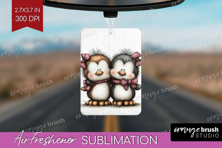 Penguins Valentine Air Freshener PNG Whimsical Animal PNG