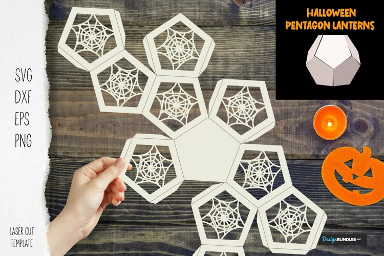 Pentagon Halloween lanterns paper cut