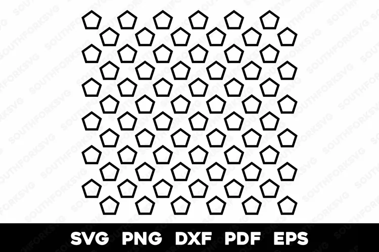 Pentagons Seamless Pattern 1, Transparent Outlines