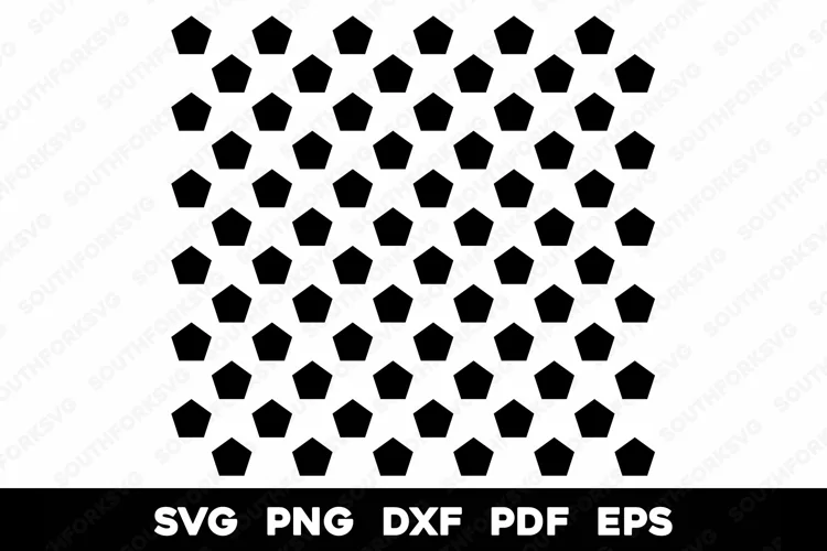 Pentagons Seamless Pattern 2, Silhouettes/Black Shapes