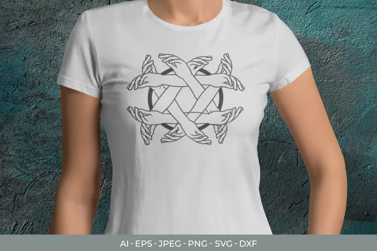 Pentagram Hand for T-Shirt Design SVG