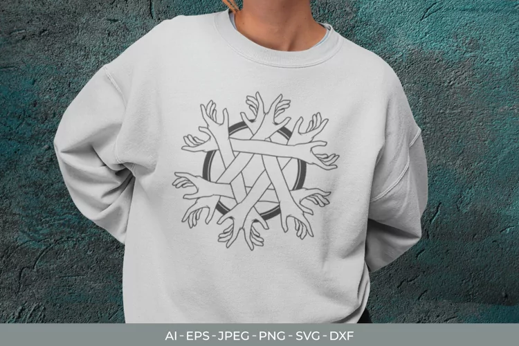 Pentagram Hand for T-Shirt Design SVG