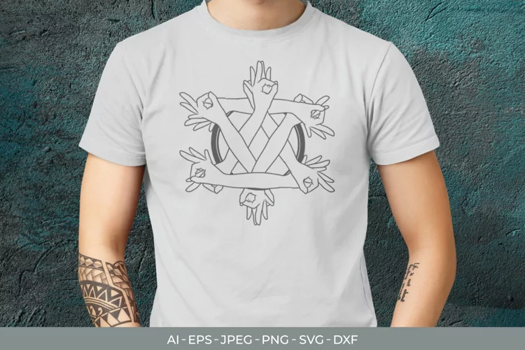 Pentagram Hand for T-Shirt Design SVG