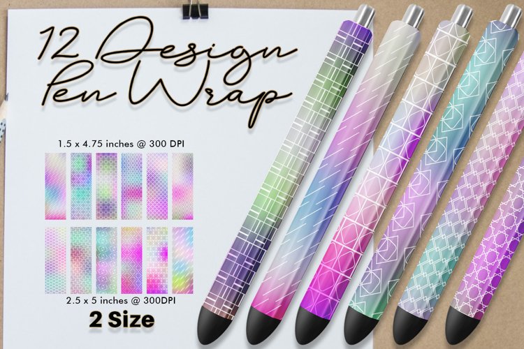 Pen Wrap Sublimation line pattern gradient pink color