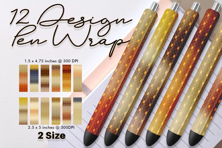 Pen Wrap Sublimation grid line pattern gradient brown