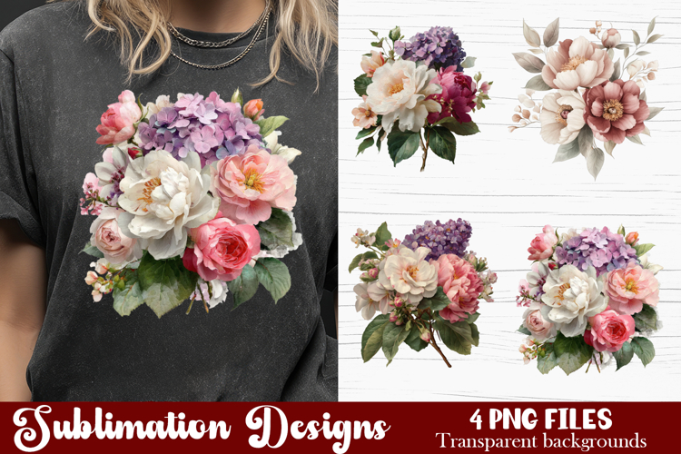 Watercolor Pink Peonies Flowers Clipart