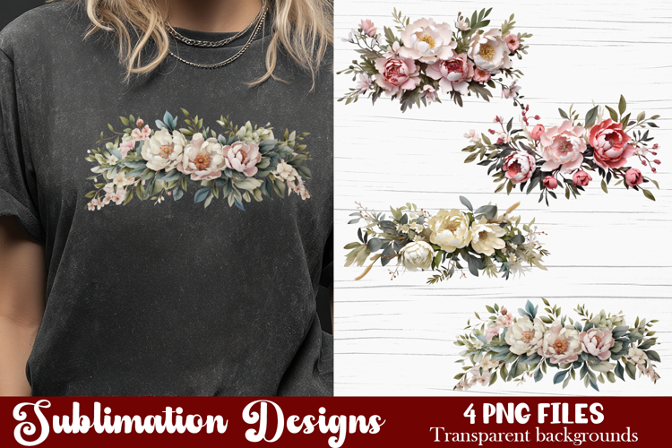 Watercolor Pink Peonies Flowers Clipart