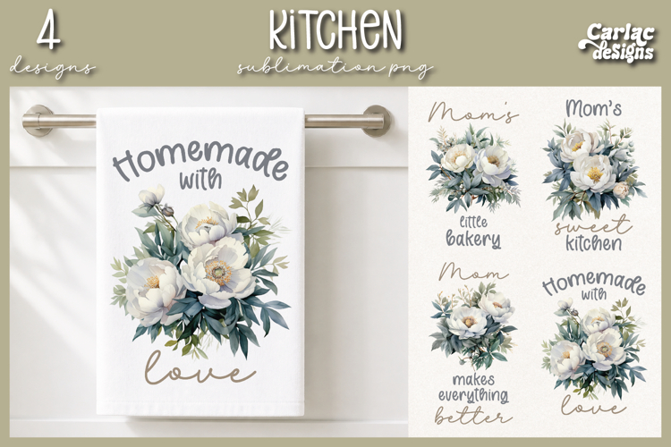Cute Mom Kitchen Towel Sublimation, Peonies Kitchen Towel