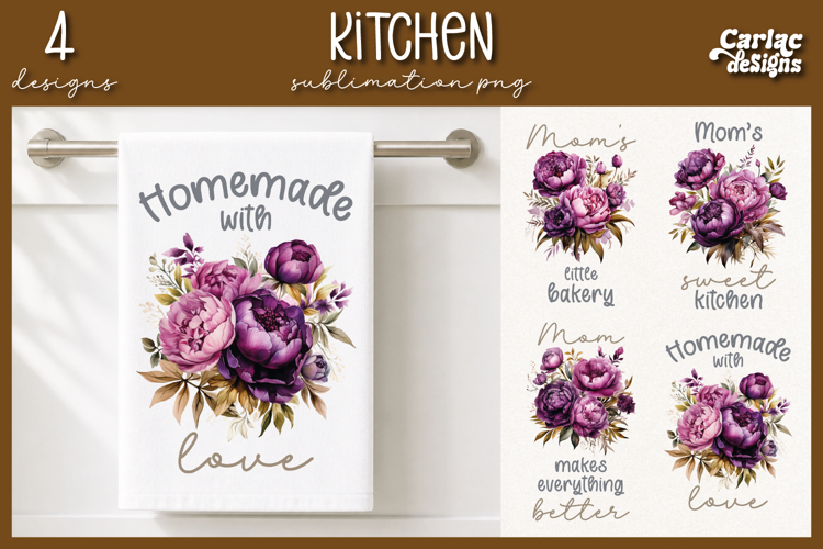 Peonies Kitchen Towel, Cute Kitchen Towel Sublimation