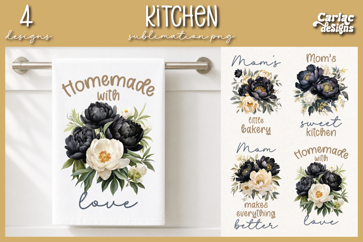 Cute Mom Kitchen Towel Sublimation, Peonies Kitchen Towel