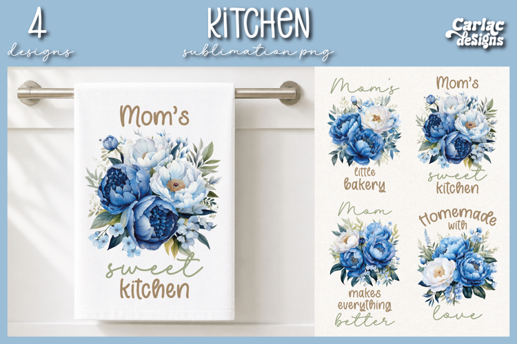 Cute Mom Kitchen Towel Sublimation, Peonies Kitchen Towel