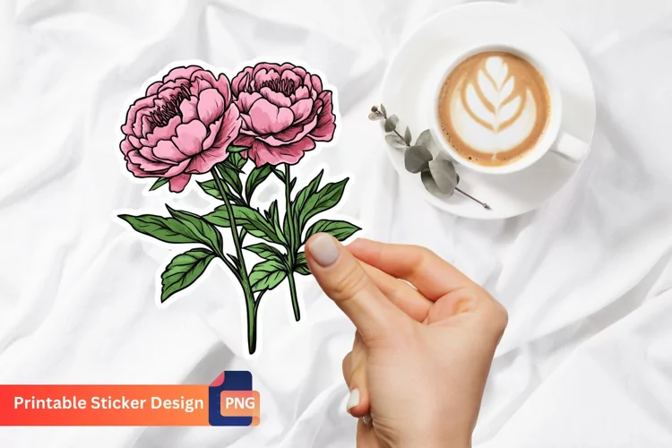Peonies Sticker, Elegant Peonies Flower Sticker