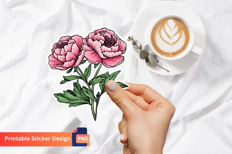 Peonies Sticker, Botanical Sticker, Floral Sticker