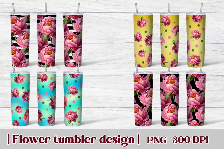 Flower tumbler wrap design | Peonies tumbler sublimation