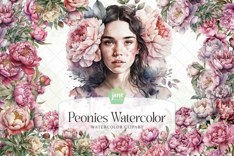 Peonies Watercolor Sublimation Clipart